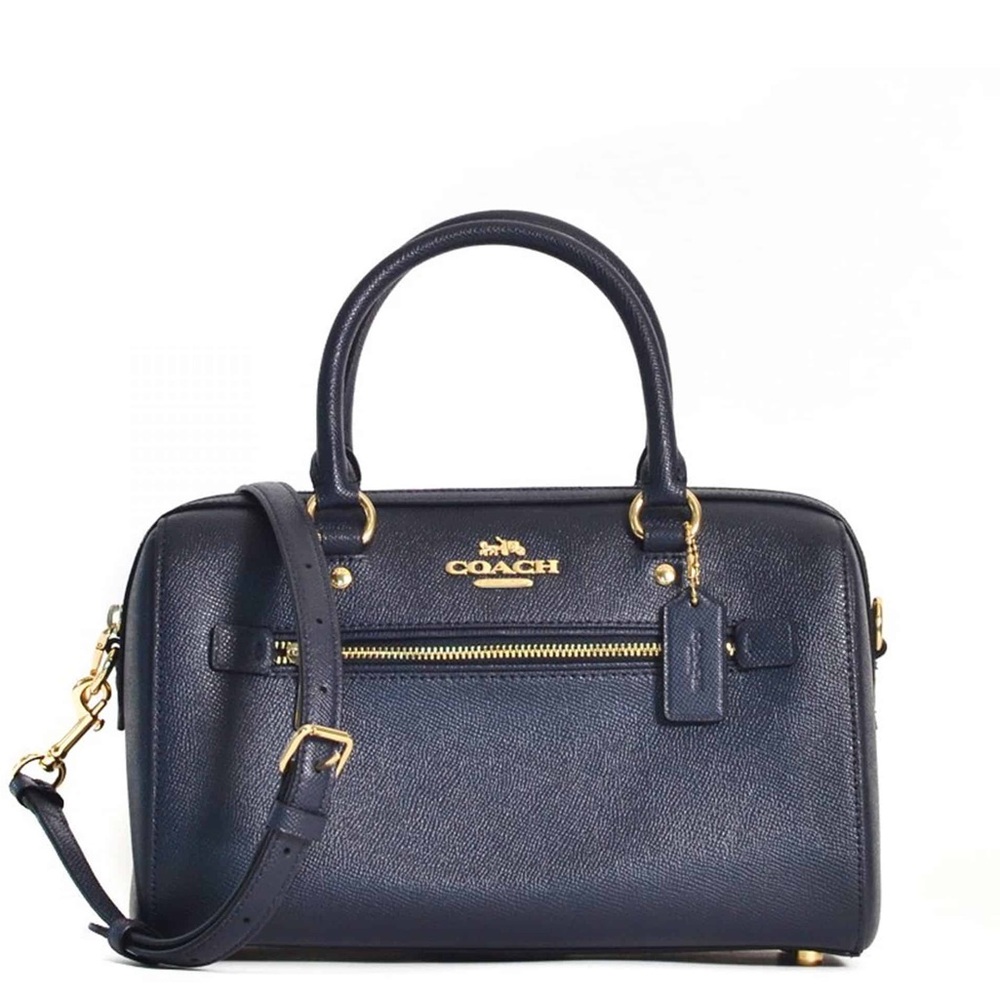 Coach Rowan Satchel in Midnight Blue Leather